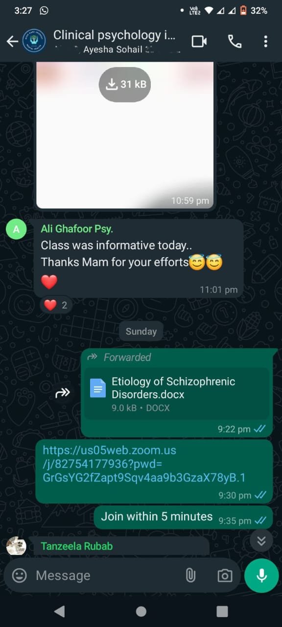 Student WhatsApp feedback