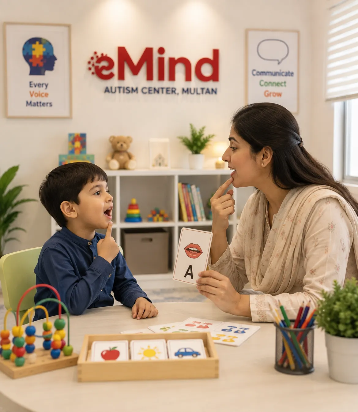 Speech therapy session at eMind Autism Center Multan